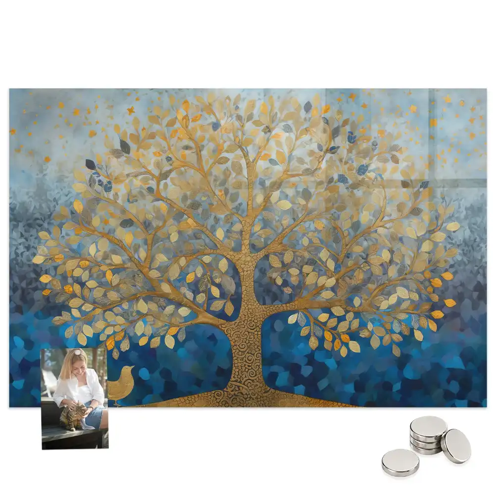 Tableau magnétique en verre motif arbre artistique