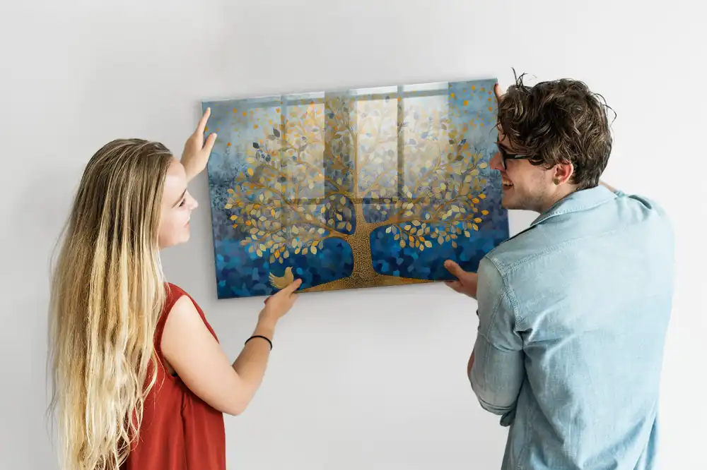 Tableau magnétique en verre motif arbre artistique