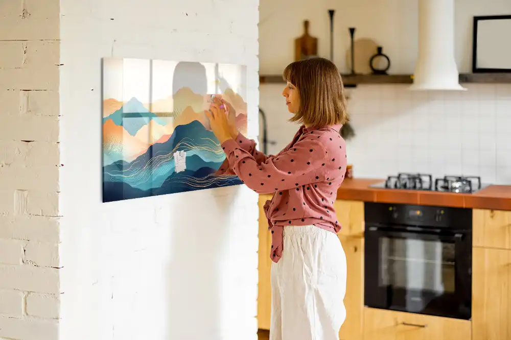 Tableau en verre magnétique paysage de montagne