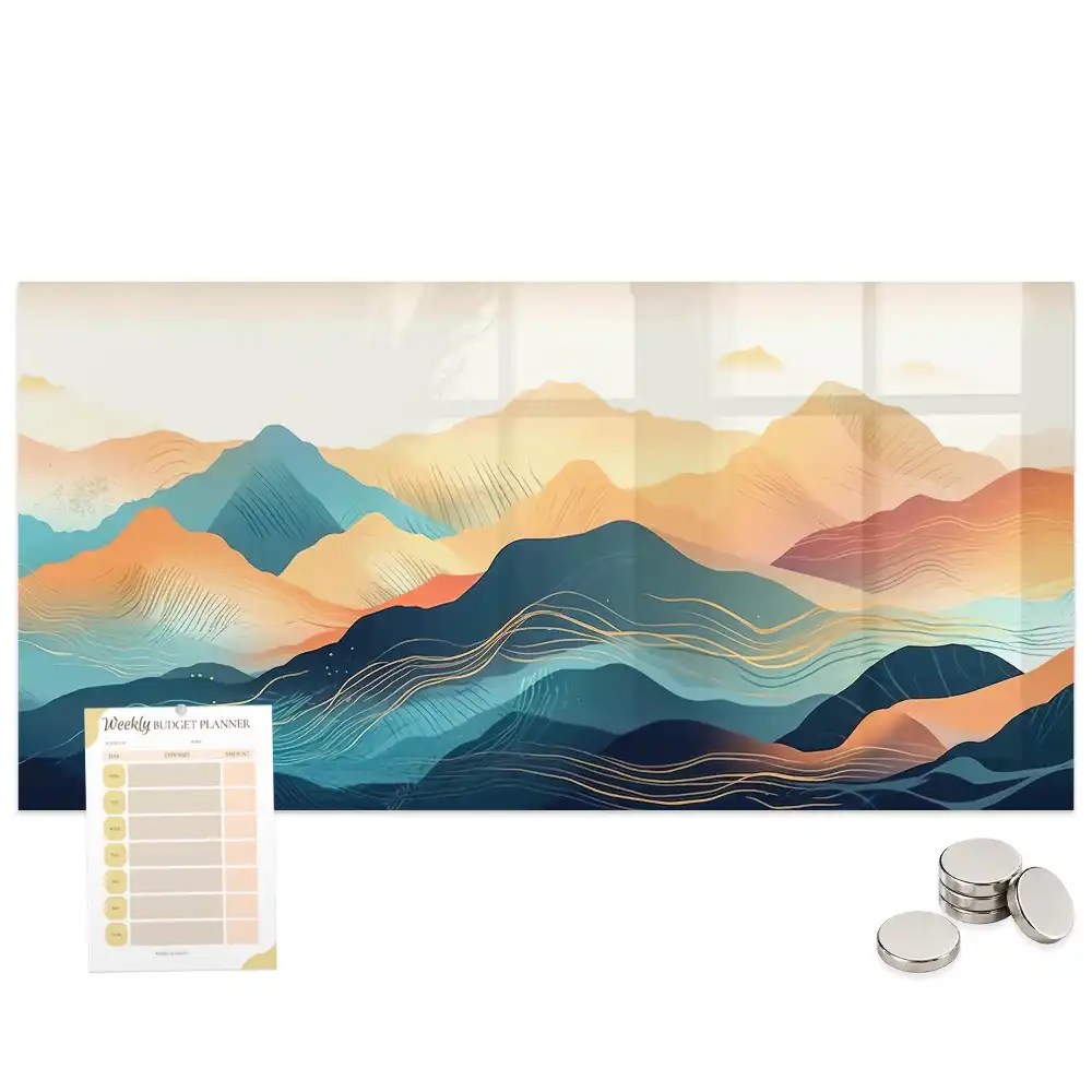 Tableau en verre magnétique paysage de montagne