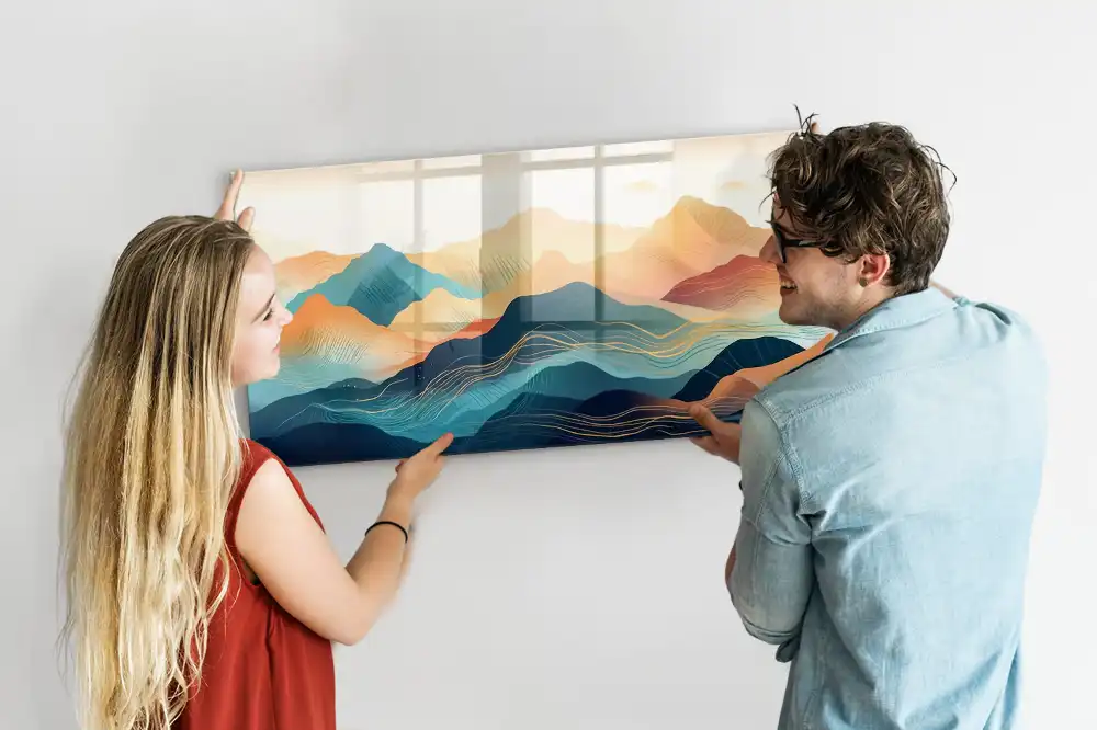 Tableau en verre magnétique paysage de montagne