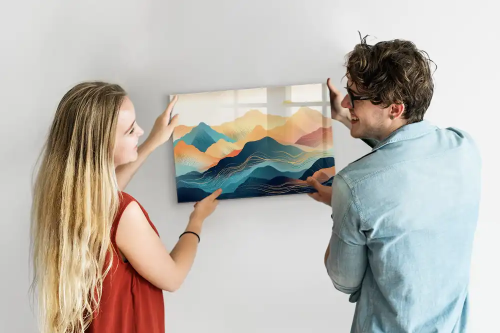 Tableau en verre magnétique paysage de montagne