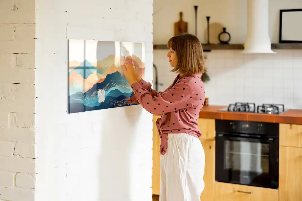 Tableau en verre magnétique paysage de montagne