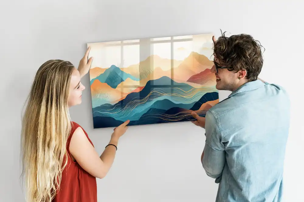 Tableau en verre magnétique paysage de montagne