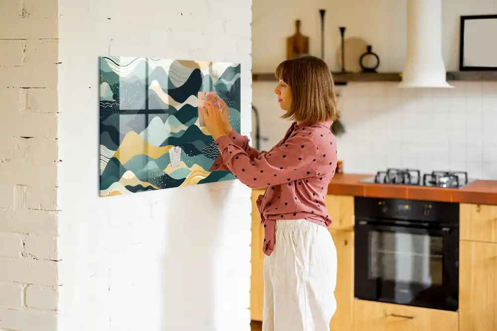 Tableau mural magnétique motif montagnes graphiques