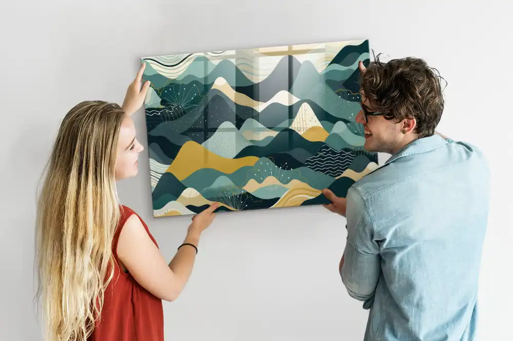 Tableau mural magnétique motif montagnes graphiques