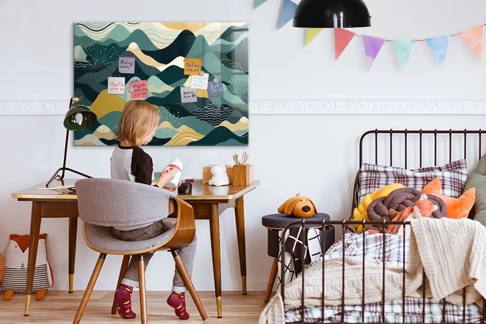 Tableau mural magnétique motif montagnes graphiques
