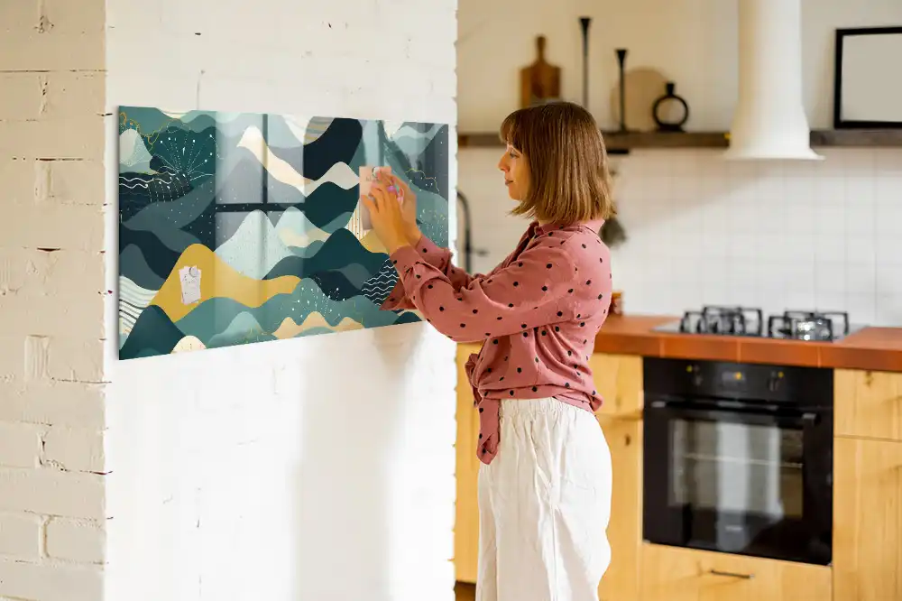 Tableau mural magnétique motif montagnes graphiques