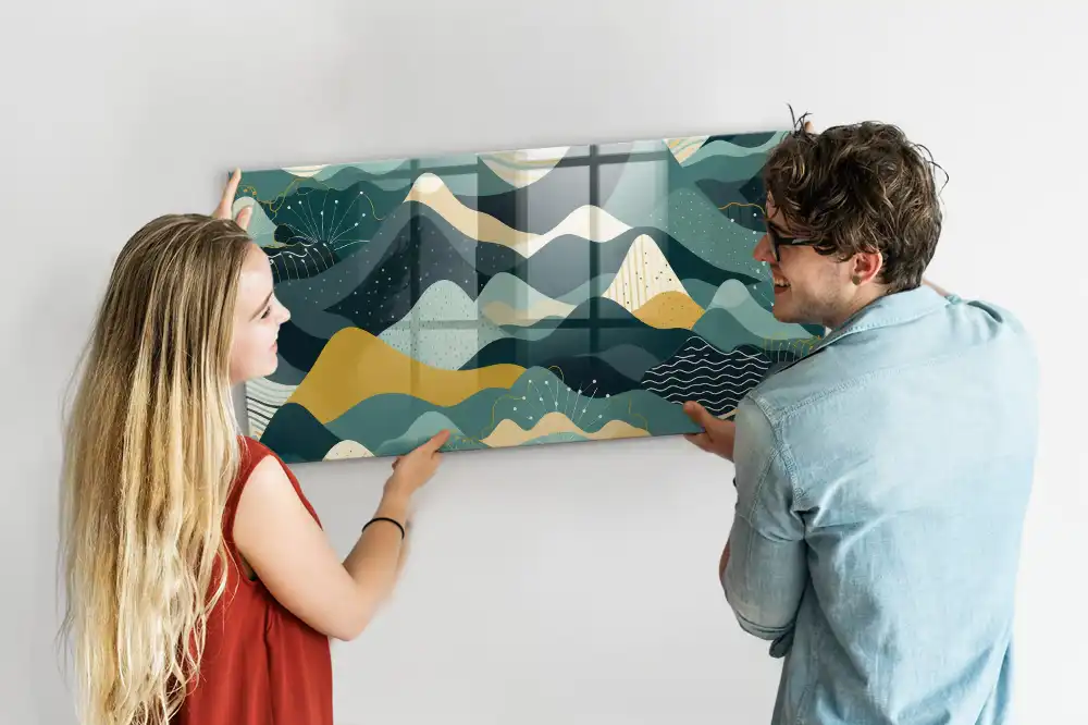 Tableau mural magnétique motif montagnes graphiques