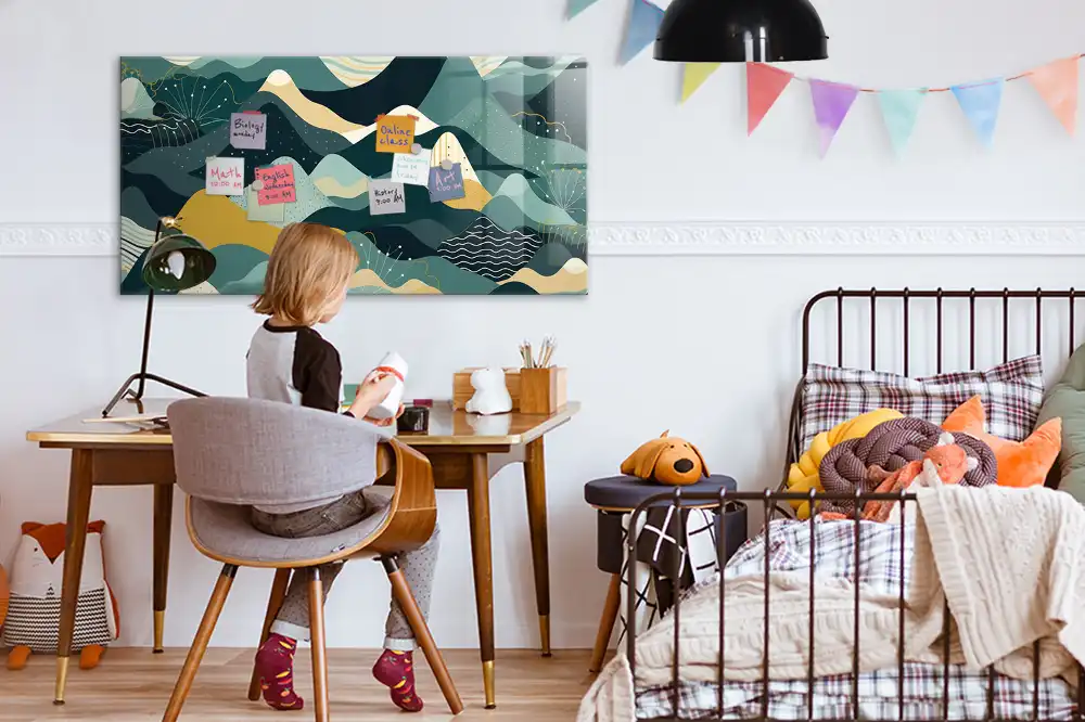 Tableau mural magnétique motif montagnes graphiques