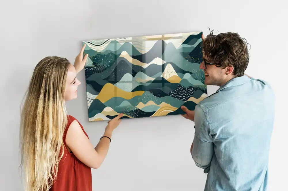 Tableau mural magnétique motif montagnes graphiques