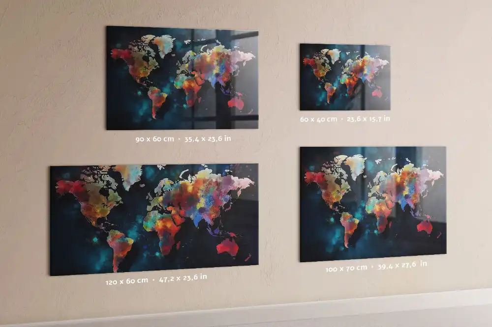 Tableau magnétique en verre motif géométrie du monde
