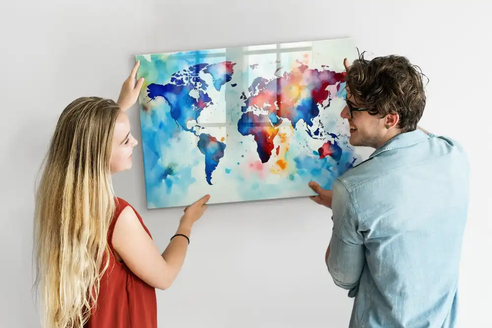 Tableau mural magnétique motif atlas peint