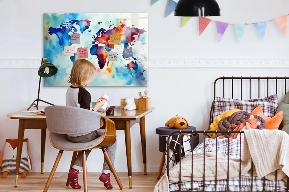 Tableau mural magnétique motif atlas peint