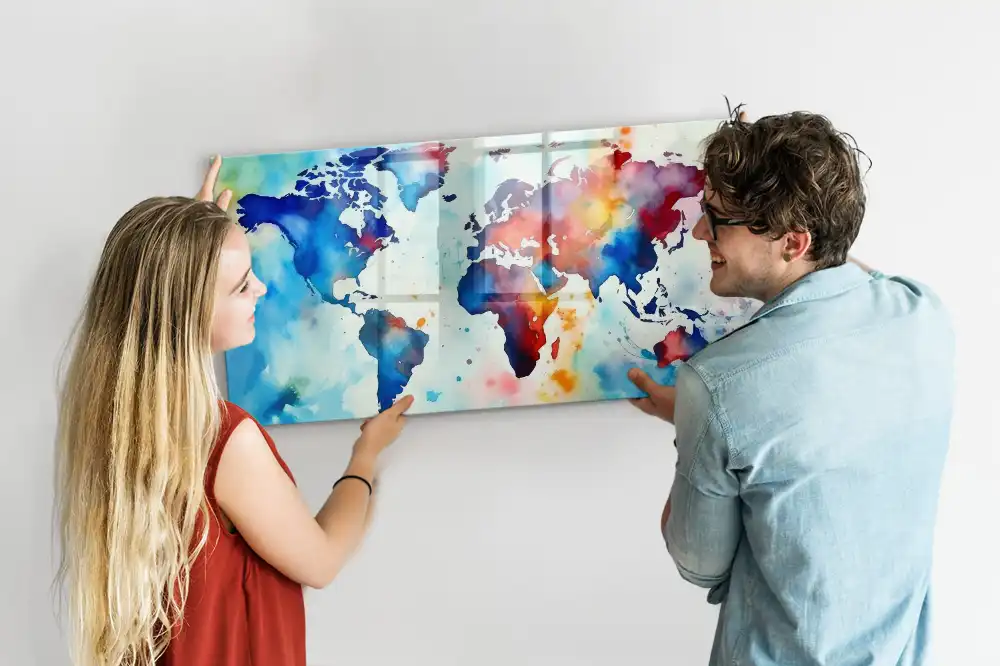 Tableau mural magnétique motif atlas peint