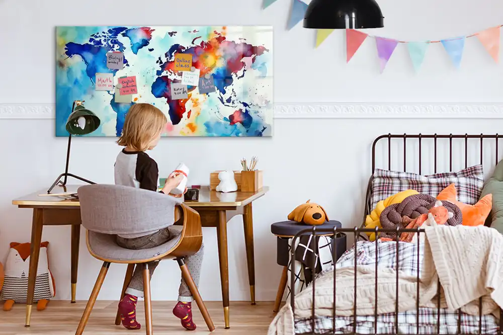 Tableau mural magnétique motif atlas peint