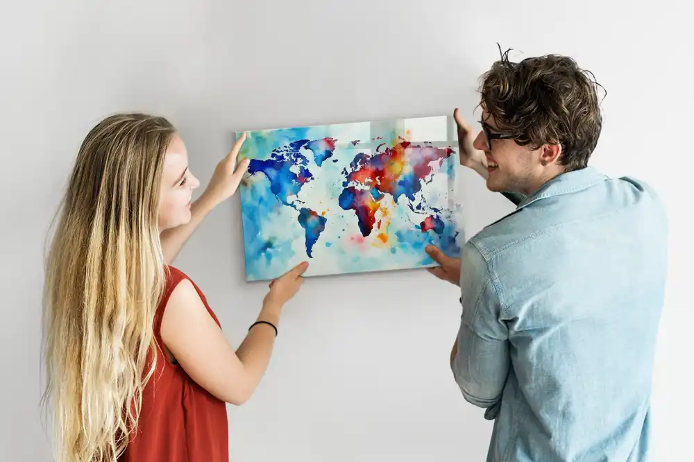Tableau mural magnétique motif atlas peint