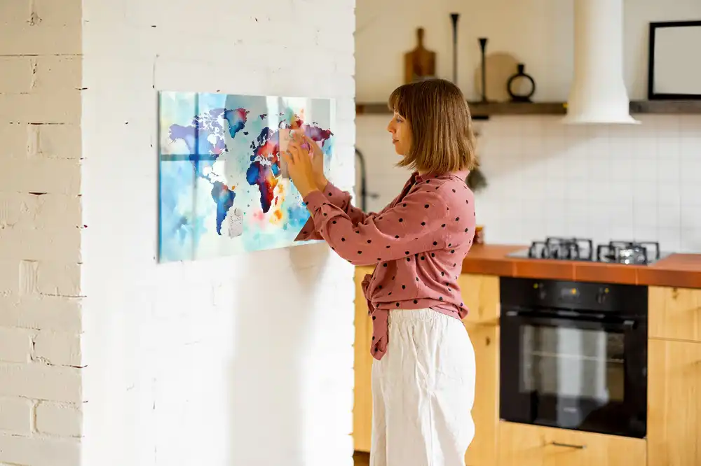 Tableau mural magnétique motif atlas peint