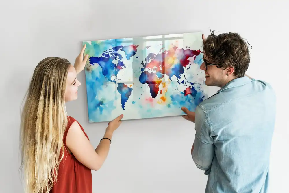 Tableau mural magnétique motif atlas peint
