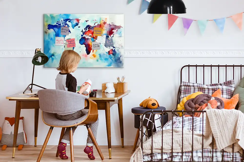 Tableau mural magnétique motif atlas peint