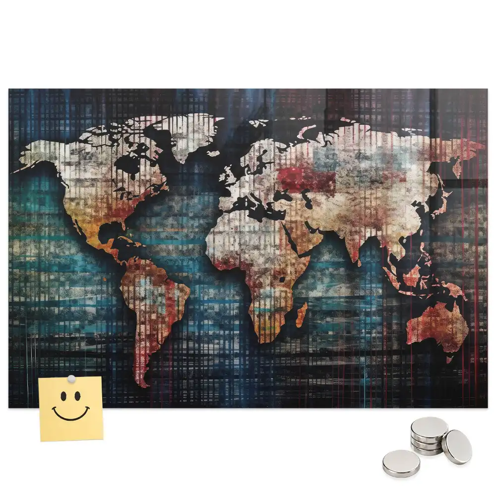 Tableau magnétique en verre avec motif de courbes de niveau