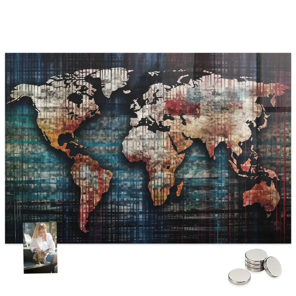 Tableau magnétique en verre avec motif de courbes de niveau