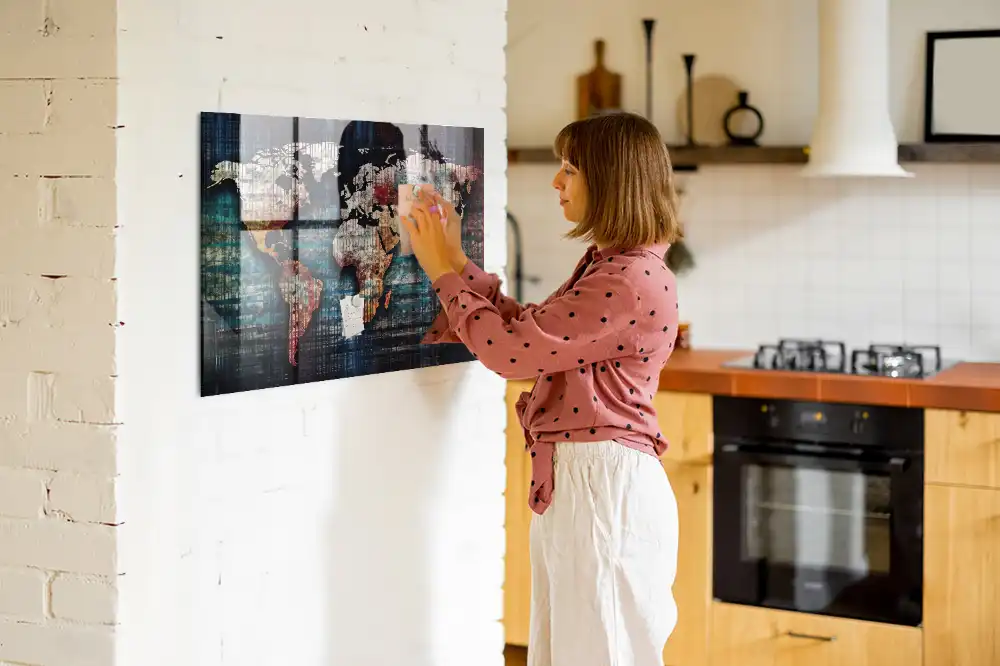 Tableau magnétique en verre avec motif de courbes de niveau