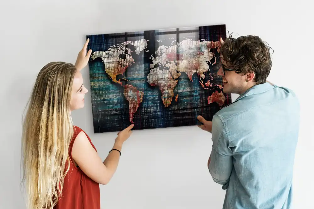 Tableau magnétique en verre avec motif de courbes de niveau