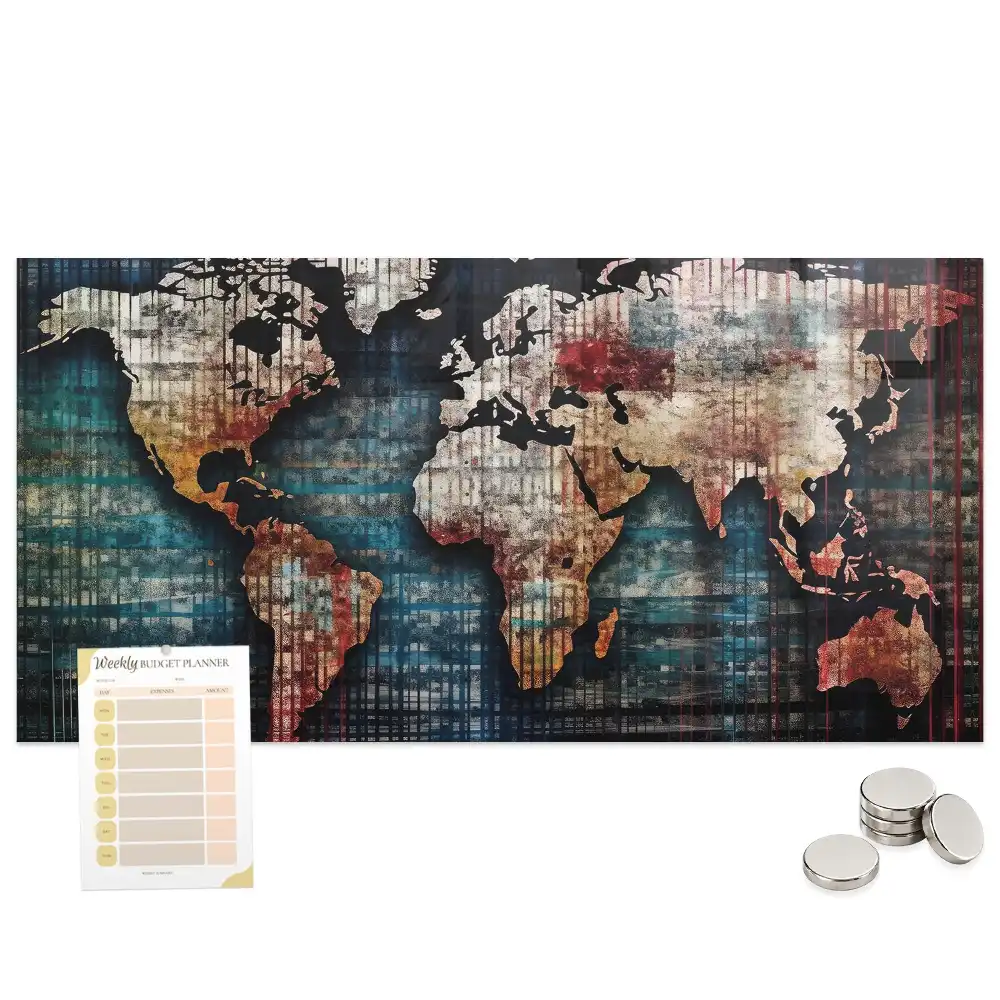 Tableau magnétique en verre avec motif de courbes de niveau