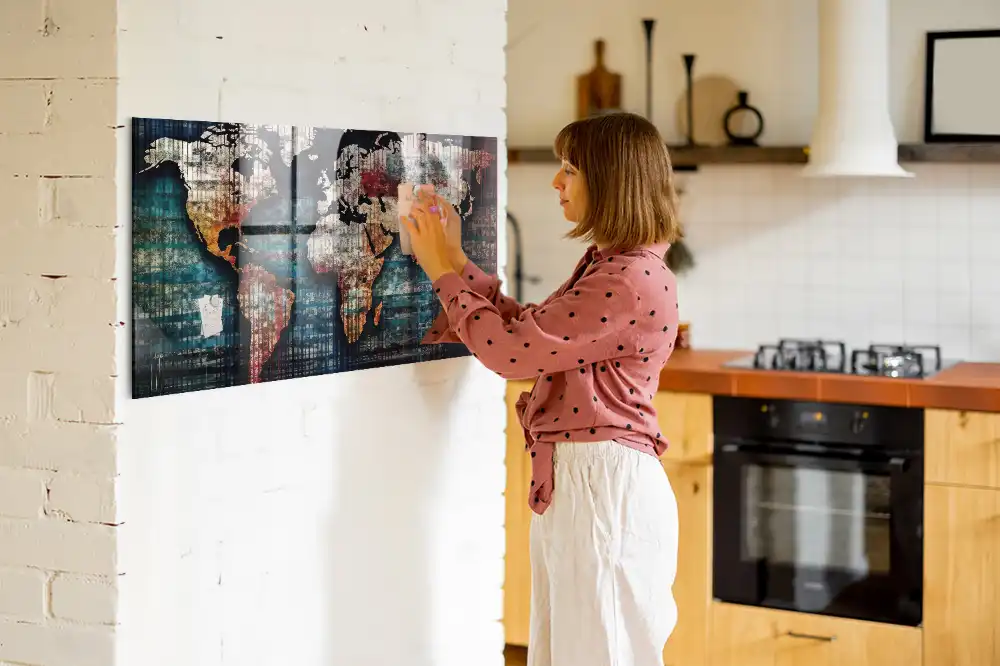 Tableau magnétique en verre avec motif de courbes de niveau