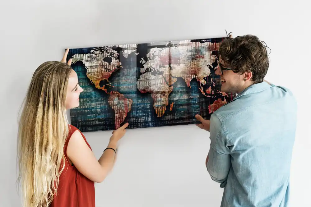 Tableau magnétique en verre avec motif de courbes de niveau