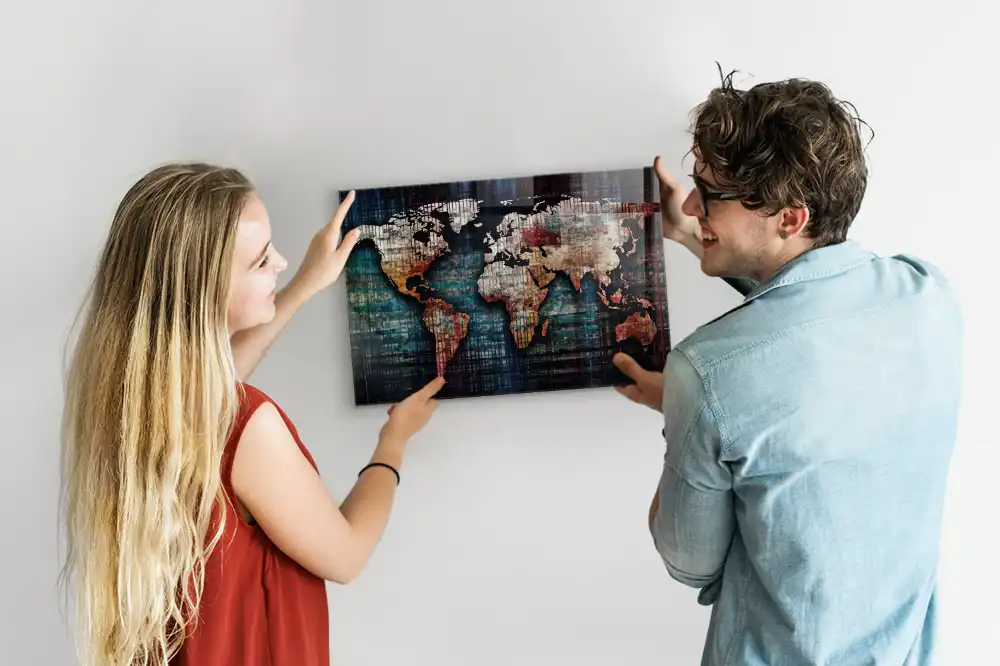 Tableau magnétique en verre avec motif de courbes de niveau