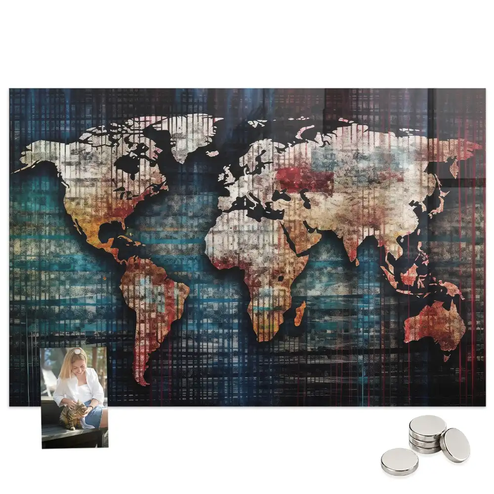 Tableau magnétique en verre avec motif de courbes de niveau