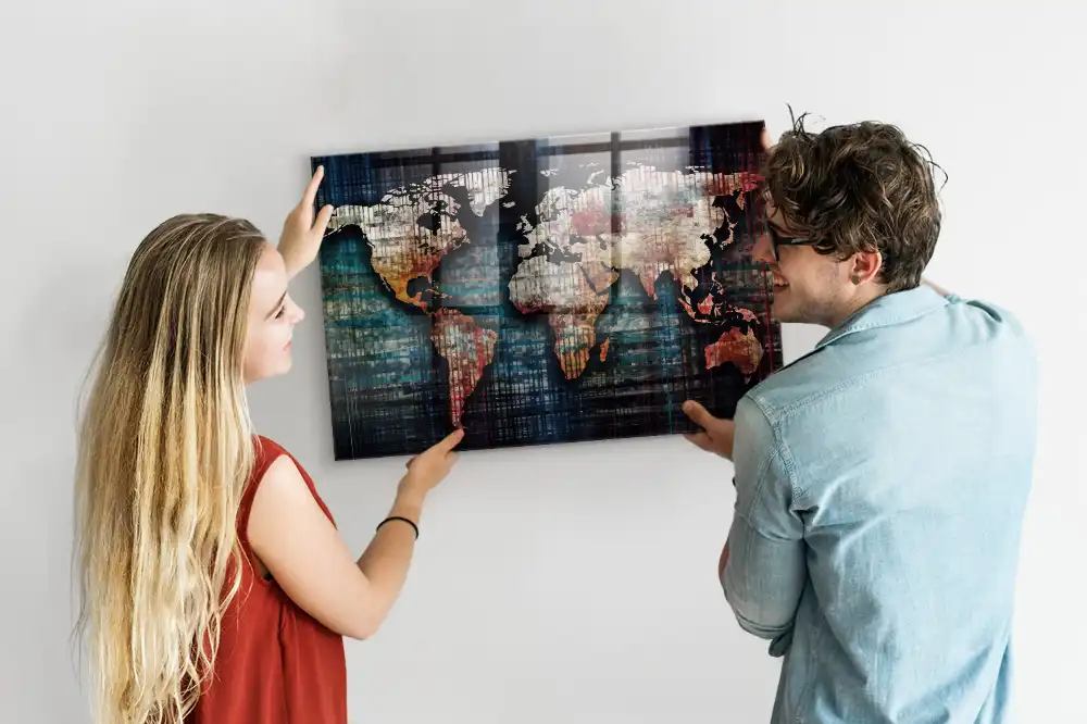 Tableau magnétique en verre avec motif de courbes de niveau
