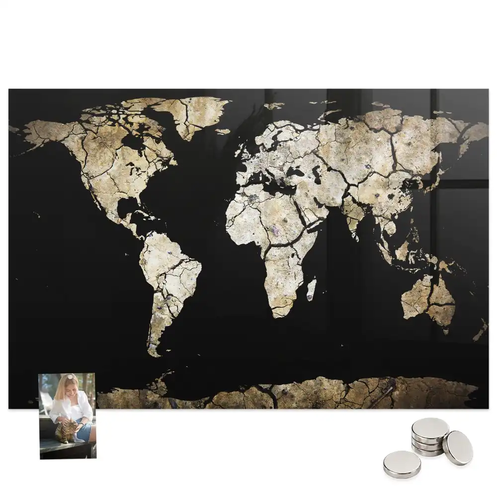 Tableau magnétique pour magnets motif carte du monde