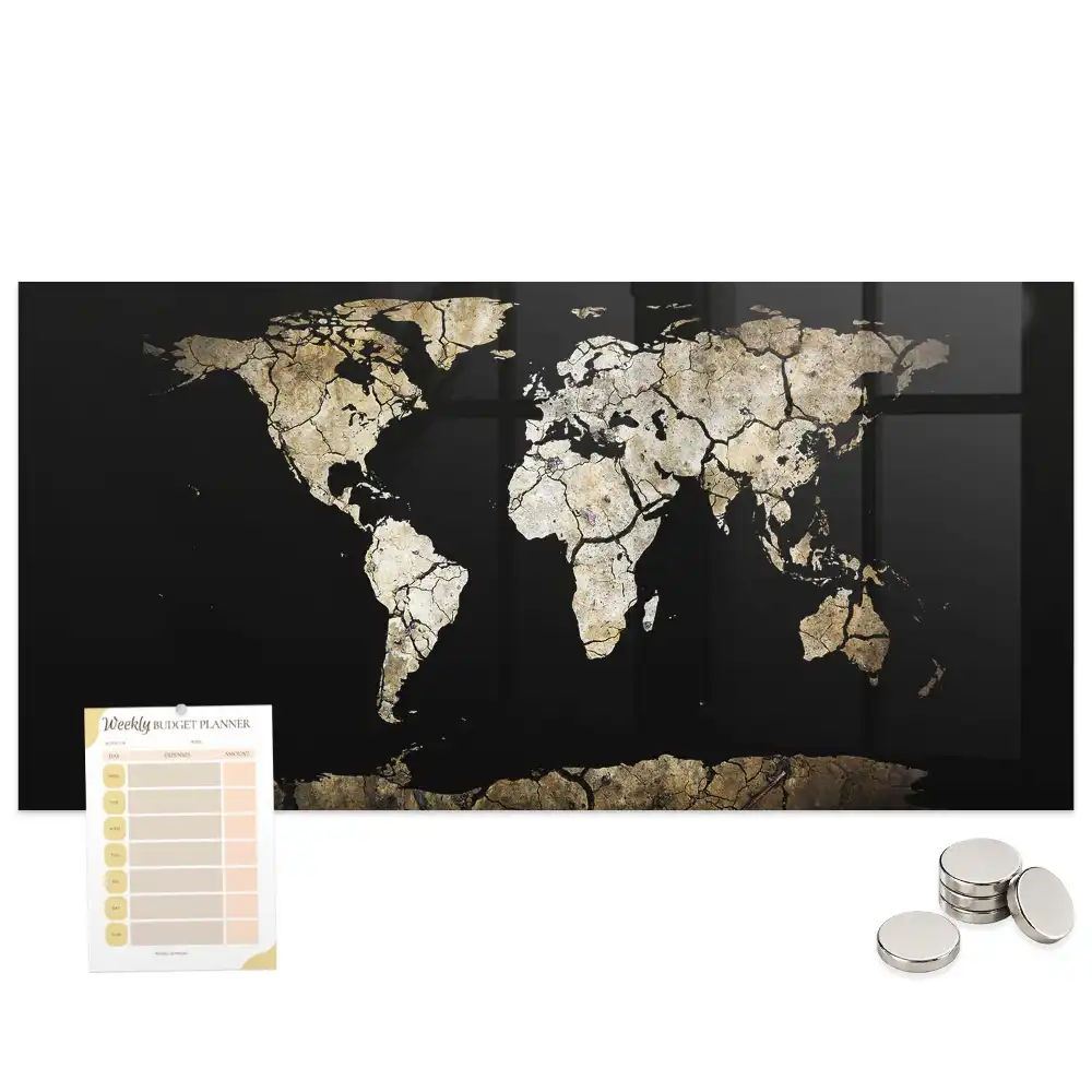 Tableau magnétique pour magnets motif carte du monde