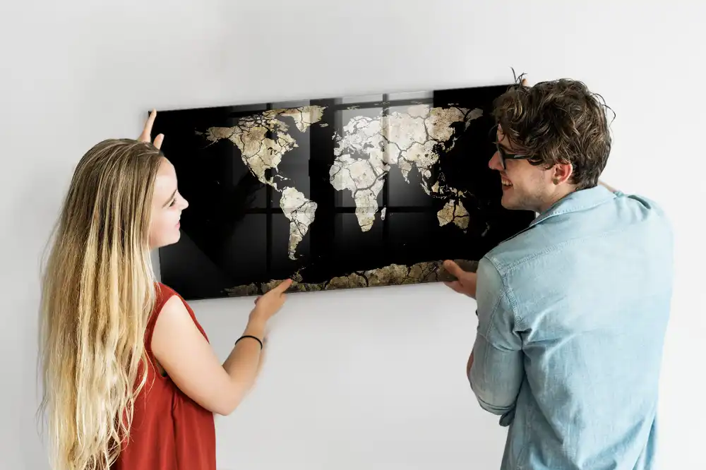 Tableau magnétique pour magnets motif carte du monde
