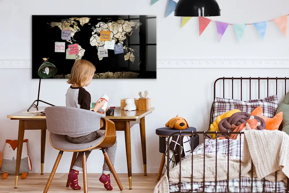 Tableau magnétique pour magnets motif carte du monde