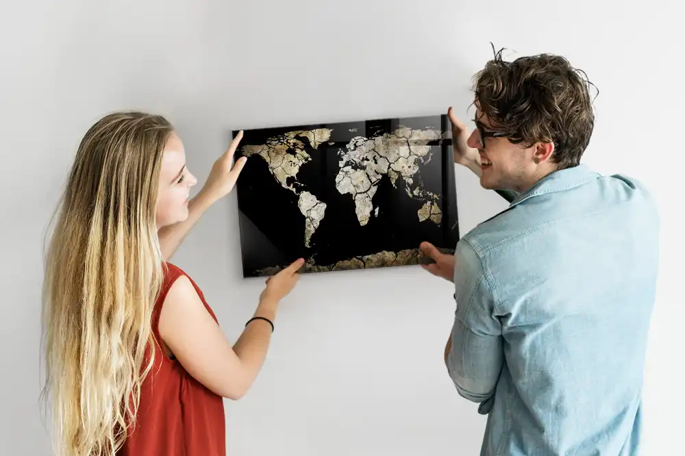Tableau magnétique pour magnets motif carte du monde