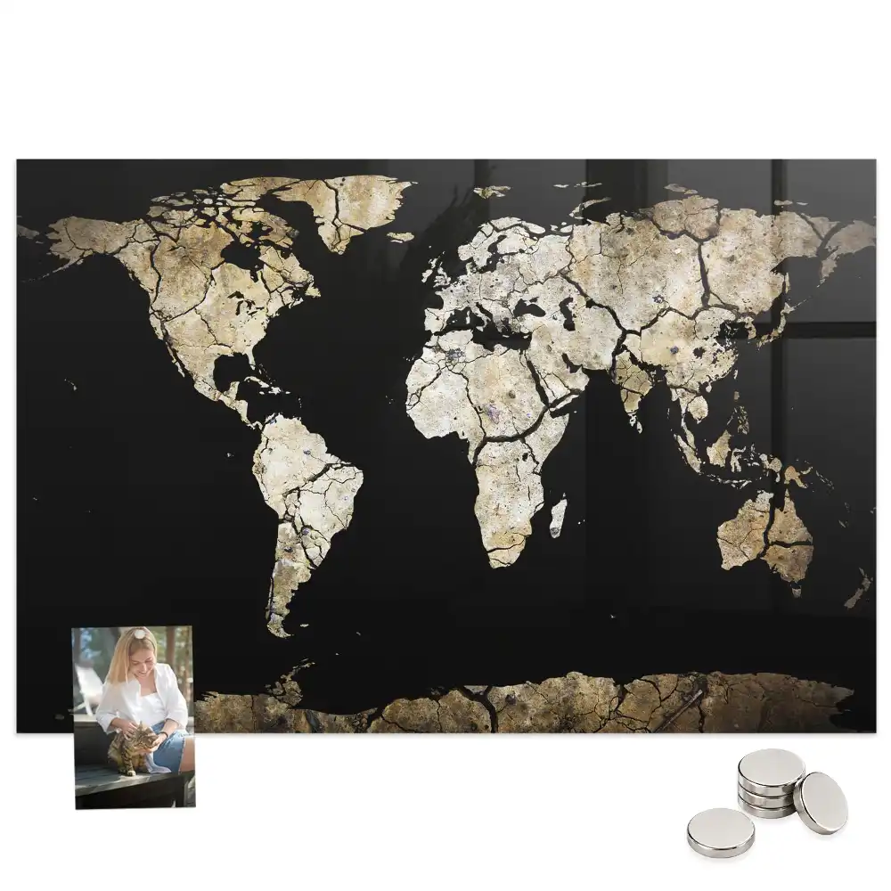 Tableau magnétique pour magnets motif carte du monde