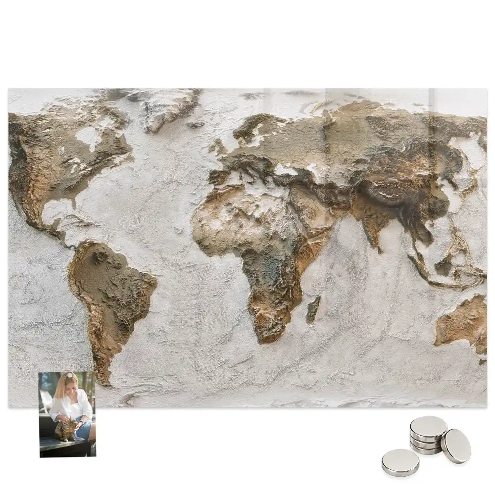 Tableau magnétique avec carte du monde historique pour magnets