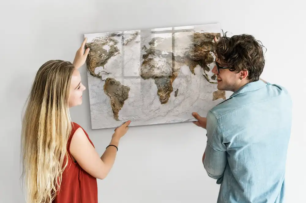 Tableau magnétique avec carte du monde historique pour magnets