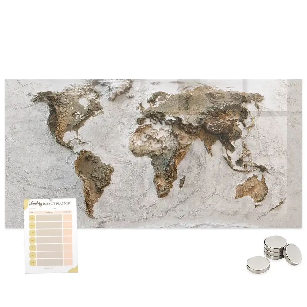 Tableau magnétique avec carte du monde historique pour magnets