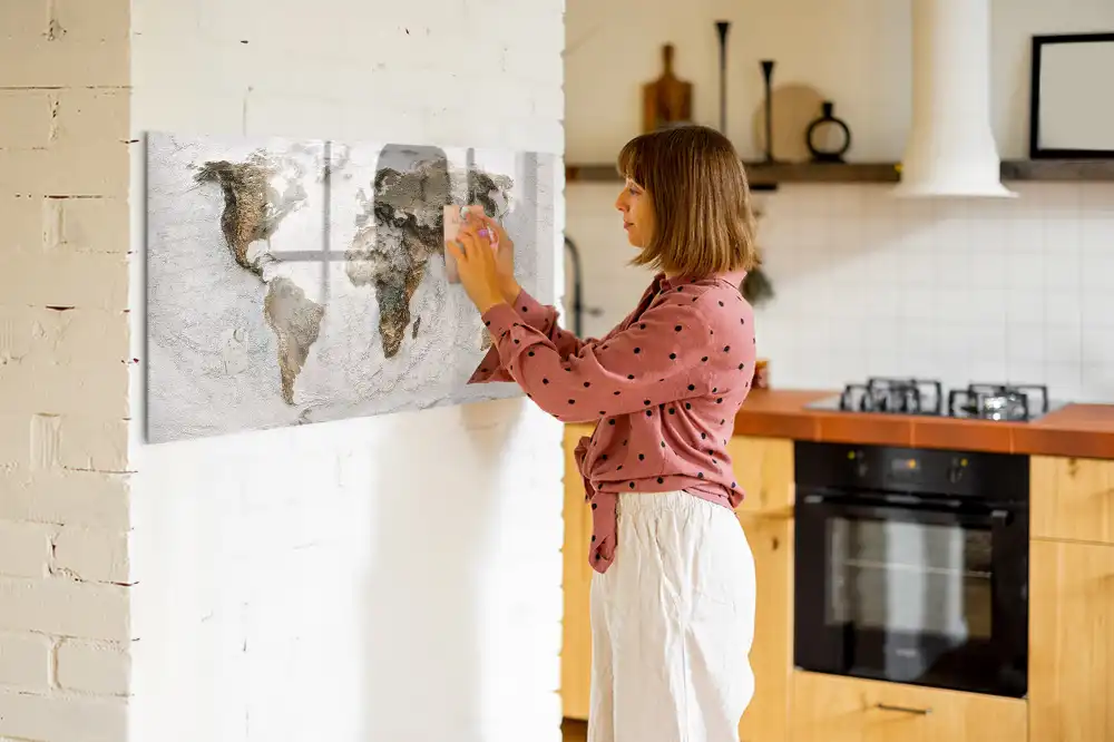 Tableau magnétique avec carte du monde historique pour magnets