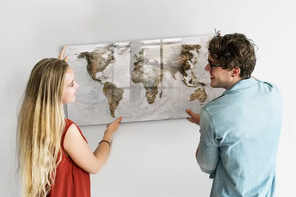 Tableau magnétique avec carte du monde historique pour magnets
