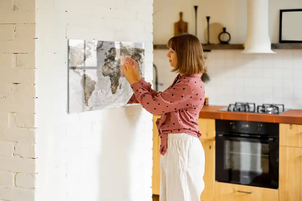 Tableau magnétique avec carte du monde historique pour magnets