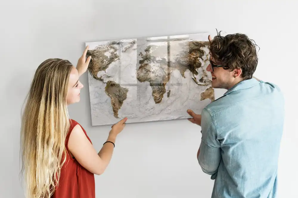 Tableau magnétique avec carte du monde historique pour magnets