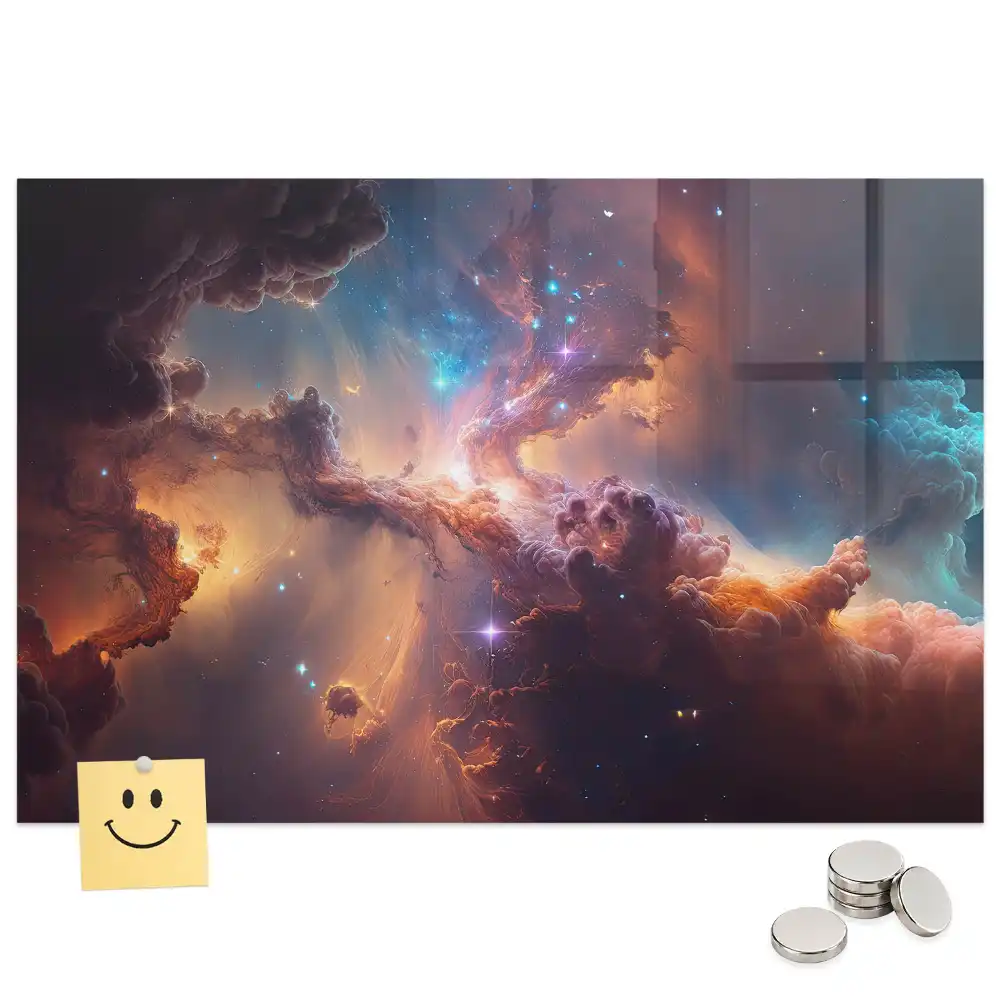 Tableau magnétique en verre motif univers cosmique