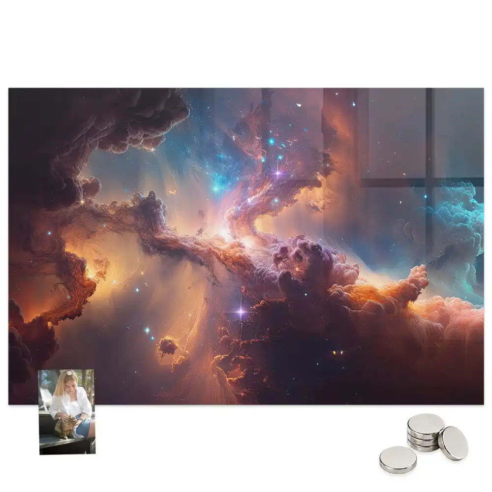 Tableau magnétique en verre motif univers cosmique