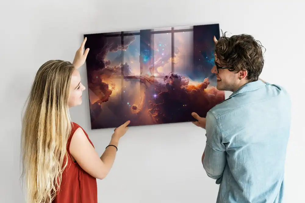 Tableau magnétique en verre motif univers cosmique